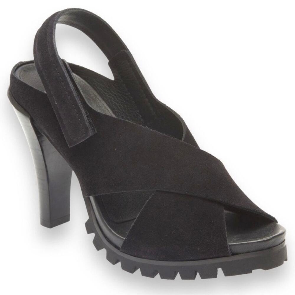 Pedro Garcia NWOB Yuval Slingback Suede Sandal Black Castoro Size 41.5 US 11.5